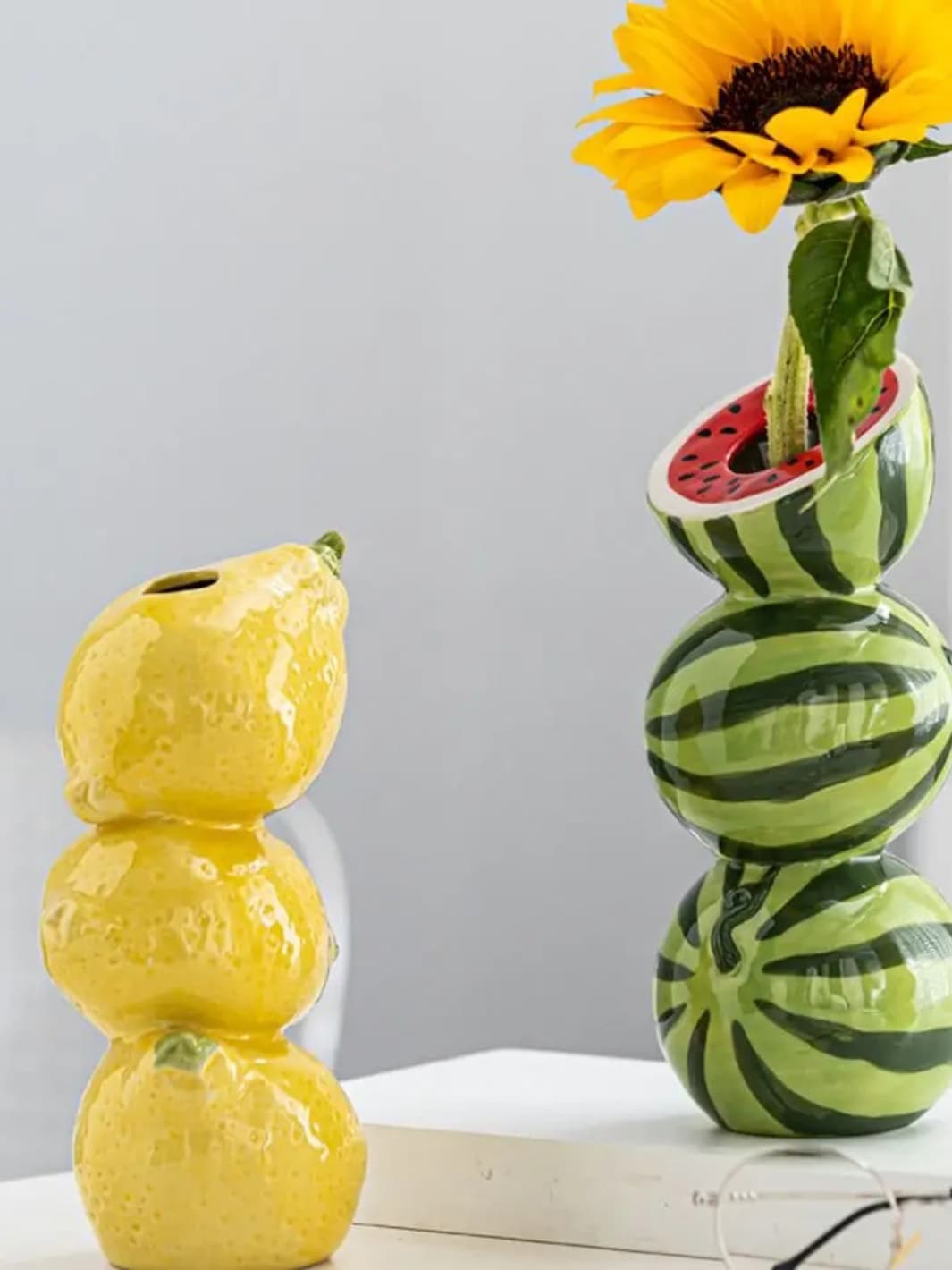 Vase | Céramique jaune en forme de tour de citron