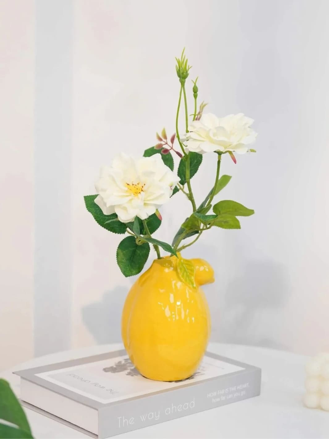 Vase | Citron jaune en céramique décorative