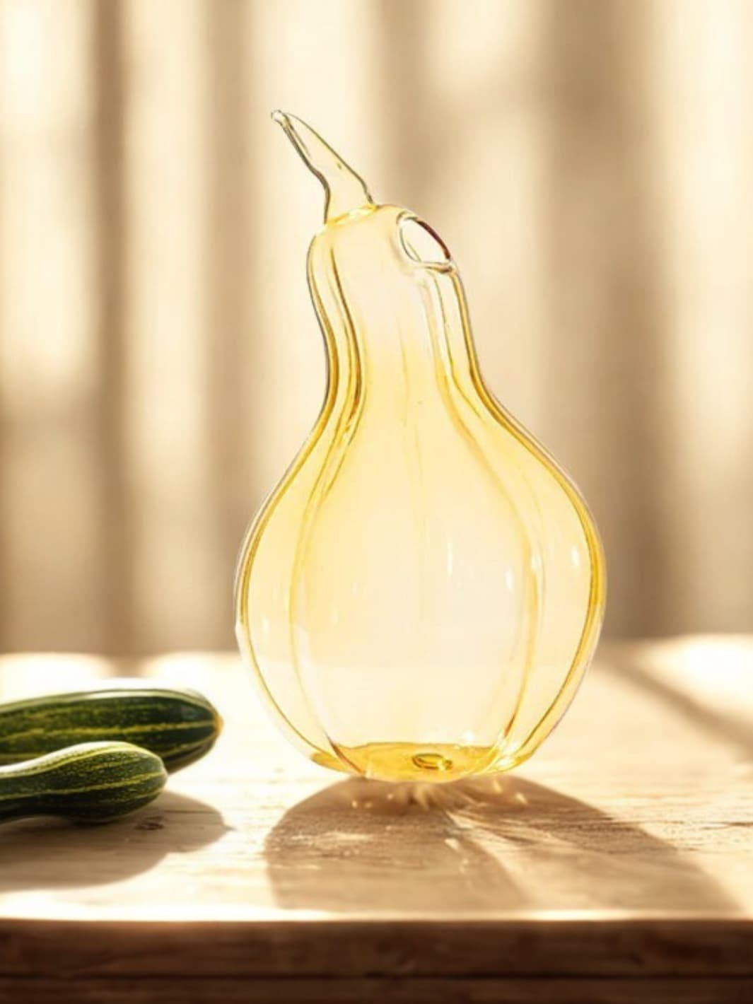 Vase | Courge en verre soufflé jaune translucide