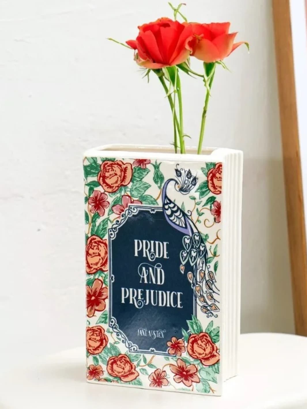 Vase | Livre fleuri en céramique peinte à la main