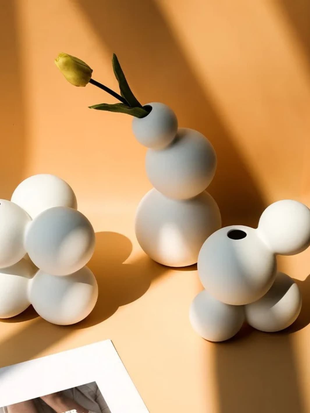 Vase | Blanc mat trois sphères empilées