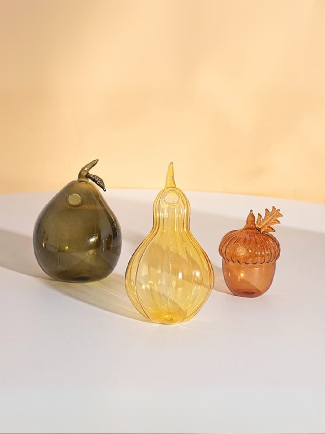 Vase | Courge en verre soufflé jaune translucide