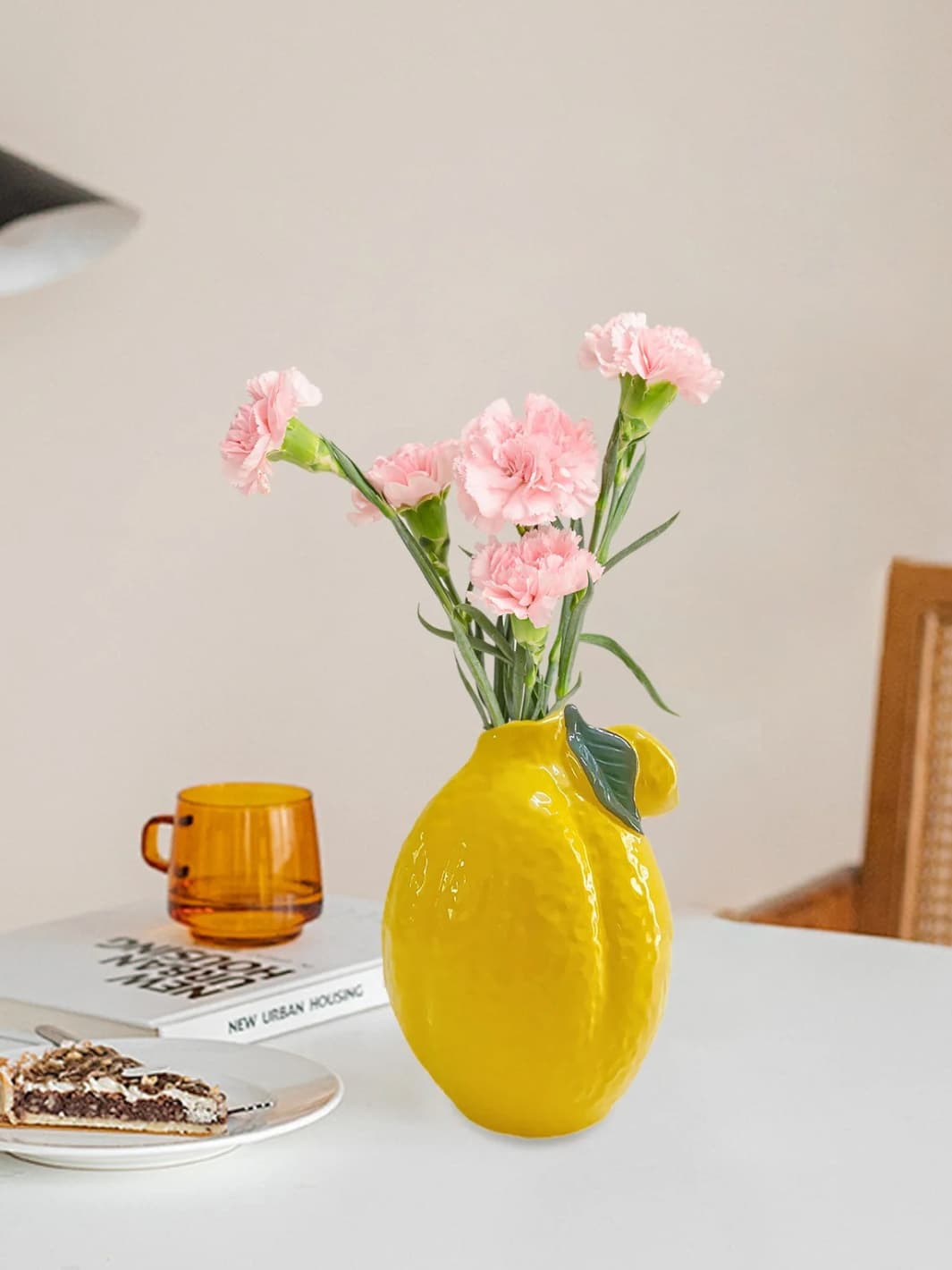 Vase | Citron jaune en céramique décorative