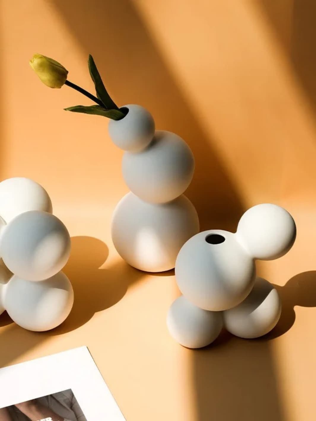 Vase | Blanc boule moderne en céramique