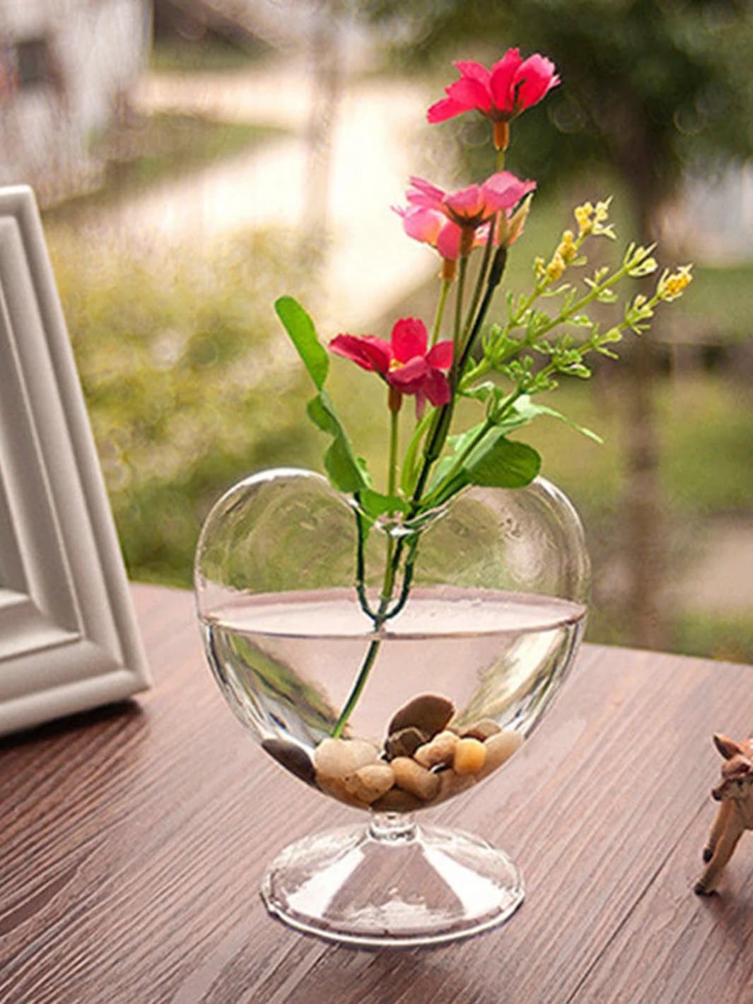 Vase | Coupe décorative en verre transparent en forme de cœur