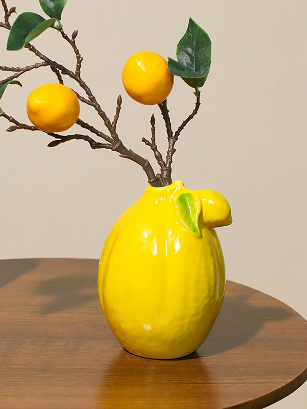 Vase | Citron jaune en céramique décorative