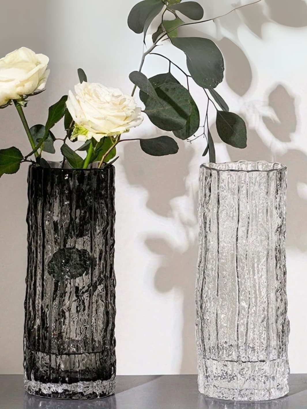 Vase | Vase en verre effet glacier cylindrique