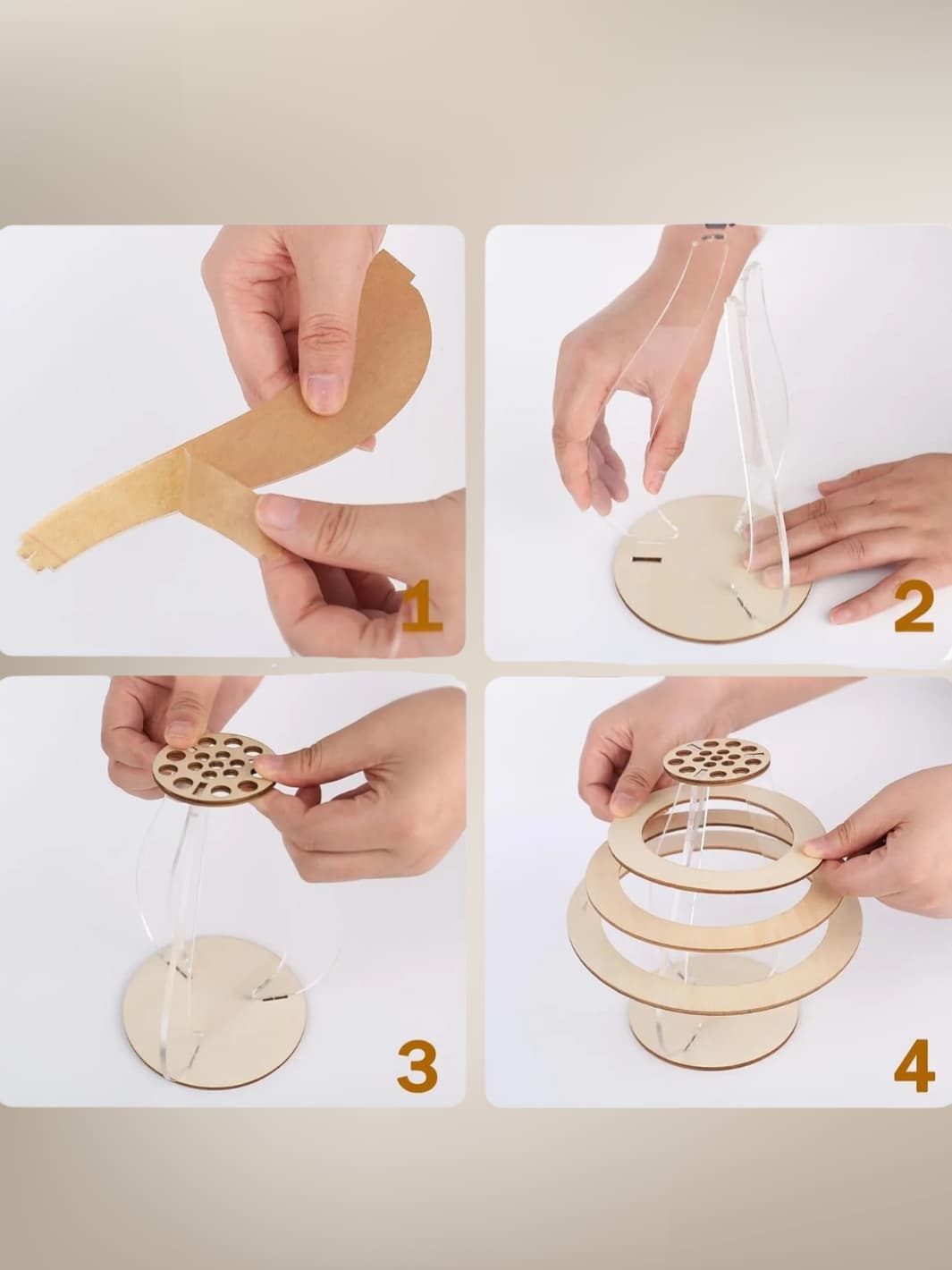 Vase | Support floral rond en bois à assembler
