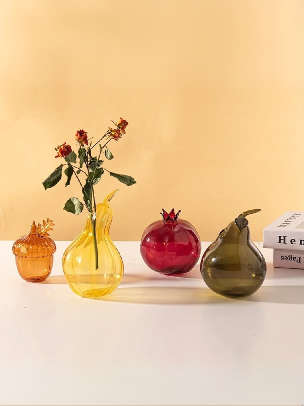Vase | Courge en verre soufflé jaune translucide