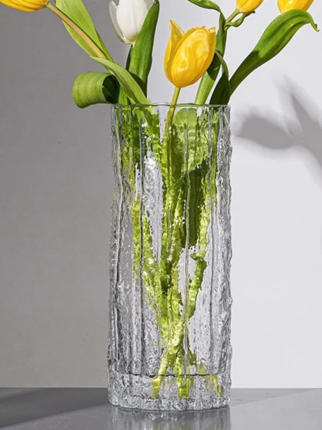 Vase | Vase en verre effet glacier cylindrique