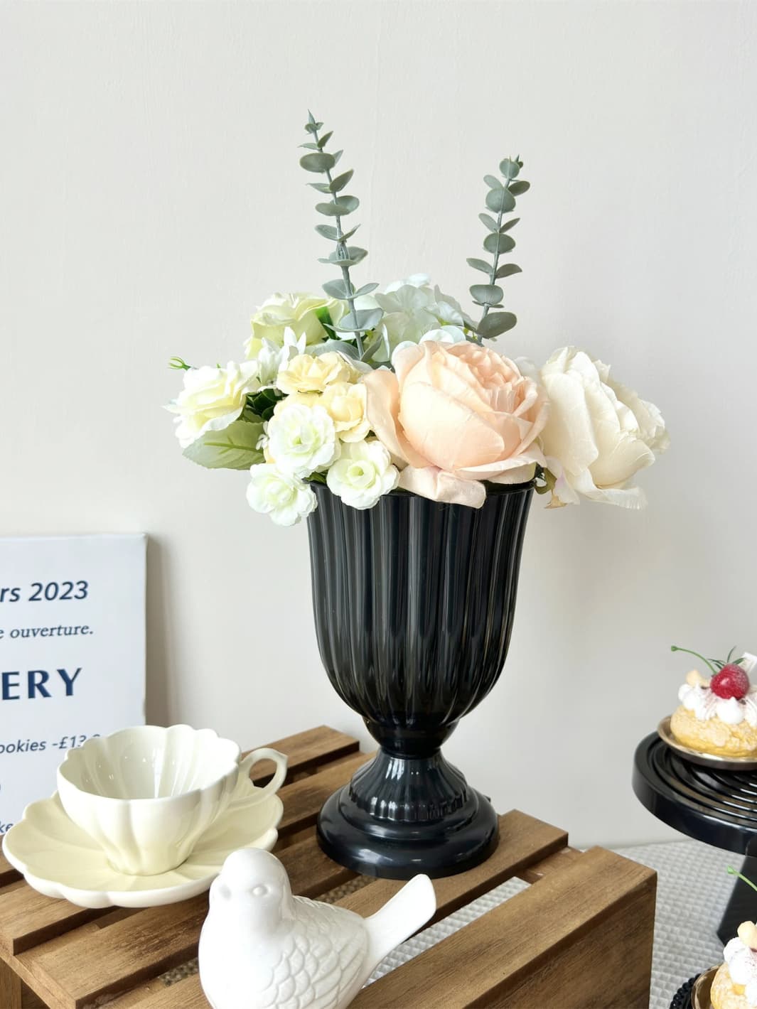 Vase | Coupe blanche pour centre de table romantique