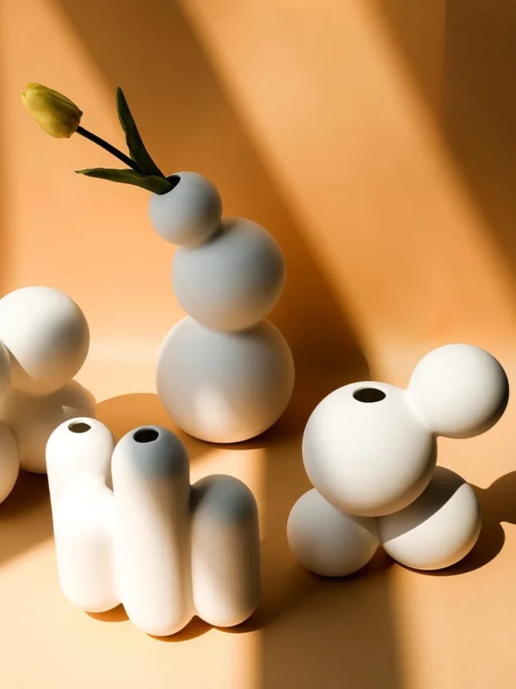 Vase | Blanc boule moderne en céramique