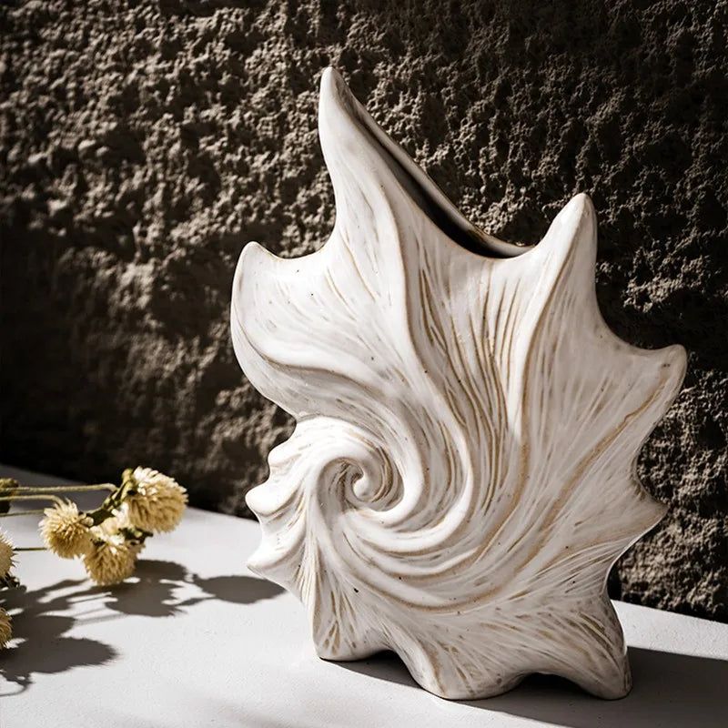 Vase | Éclat de coquillage en céramique blanche