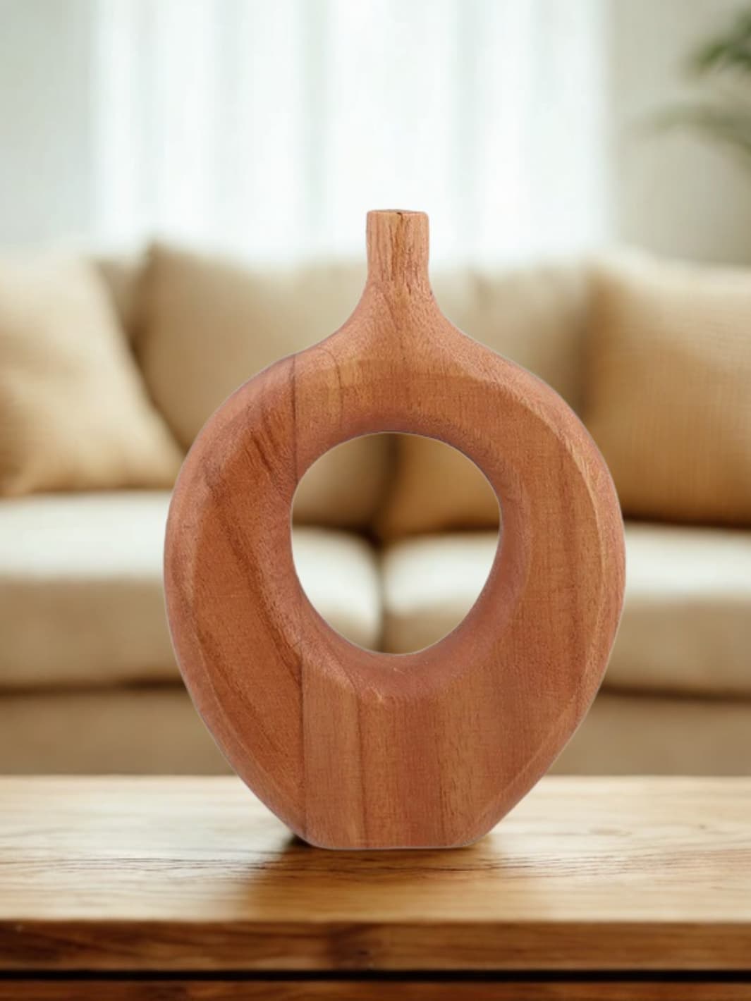 Vase | Donut sculptural en bois naturel