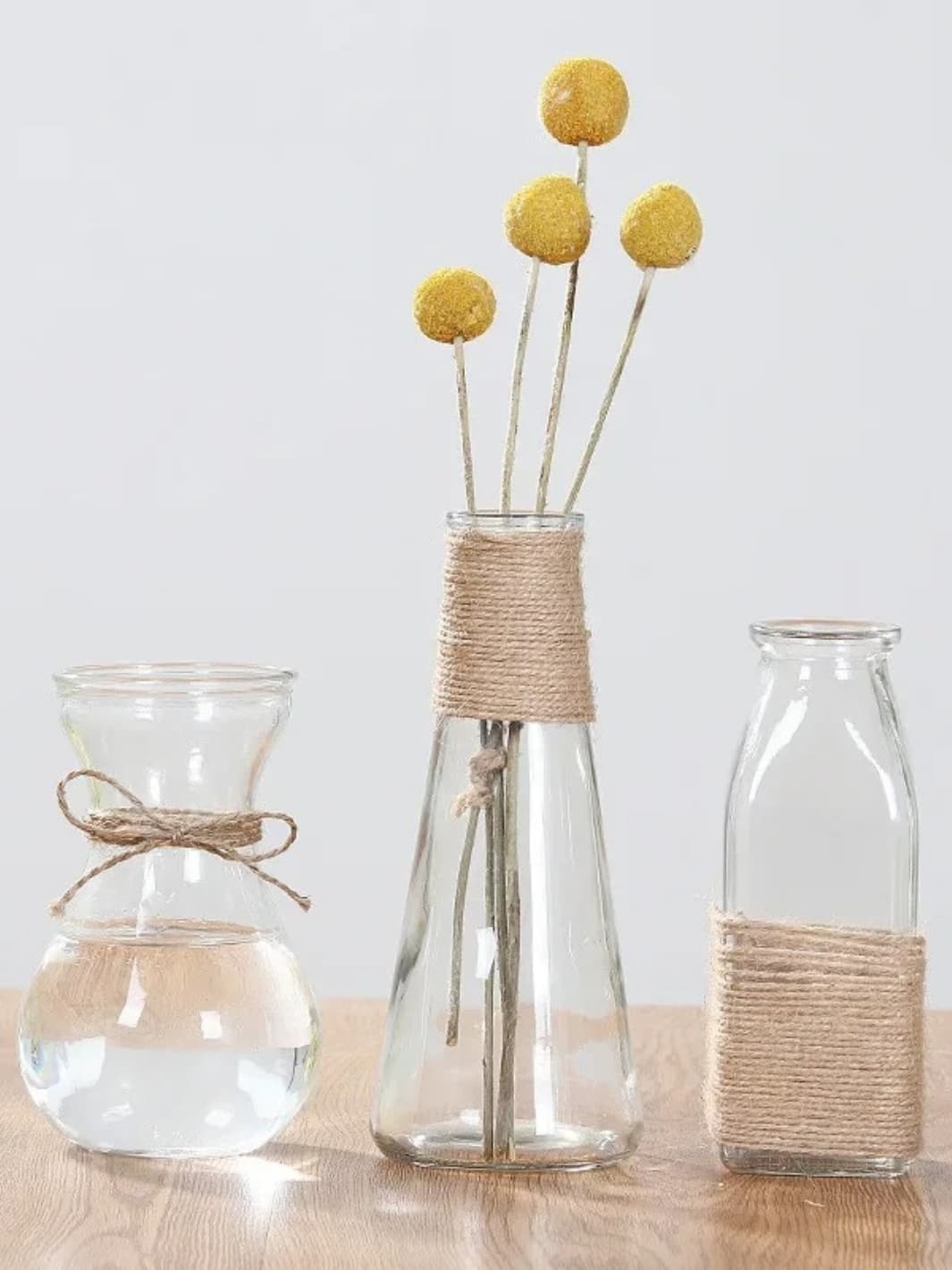 Vase | Pot transparent en verre pour fleurs séchées