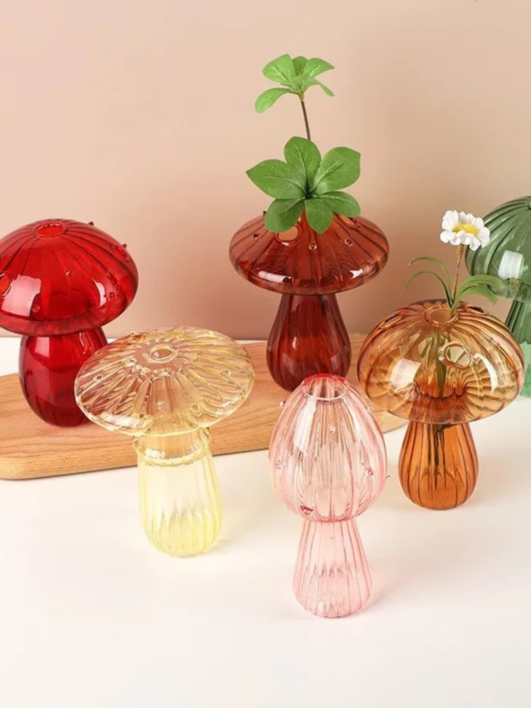 Vase | Champignon en verre coloré