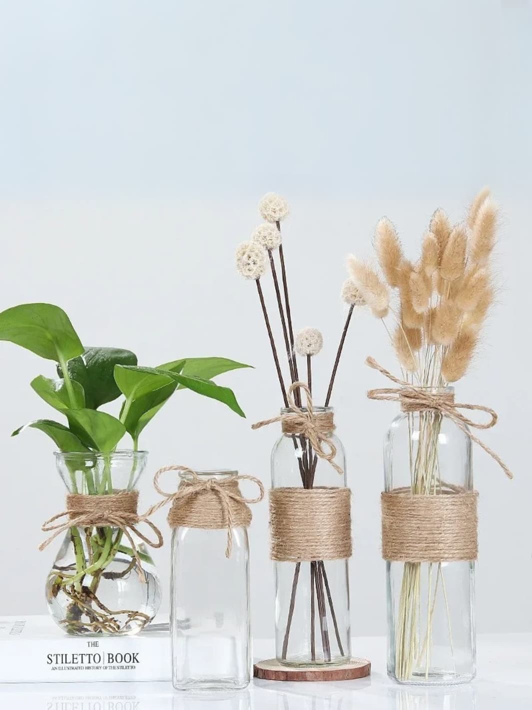 Vase | Pot transparent en verre pour fleurs séchées