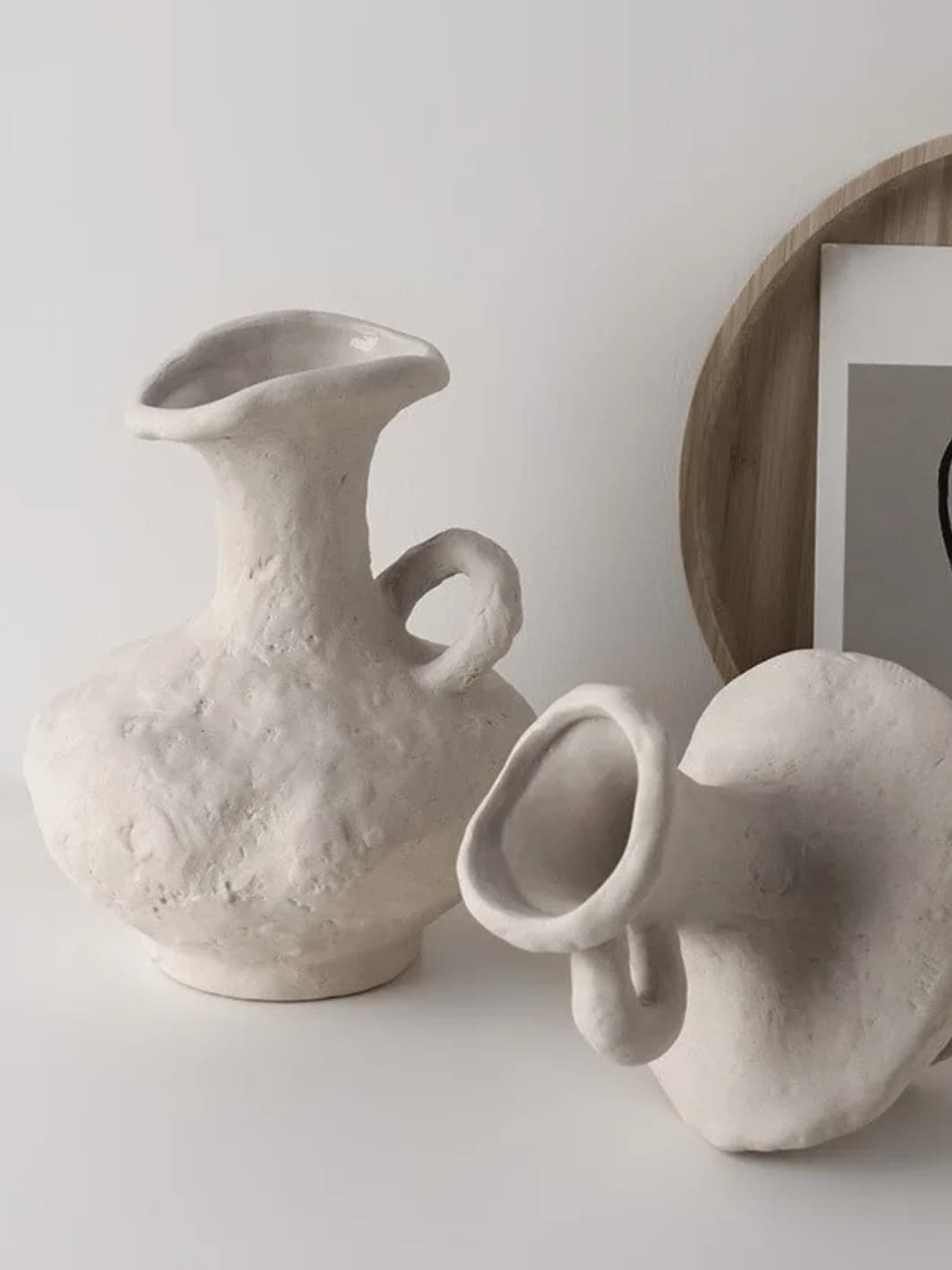 Vase | Cruche blanche rustique façon amphore
