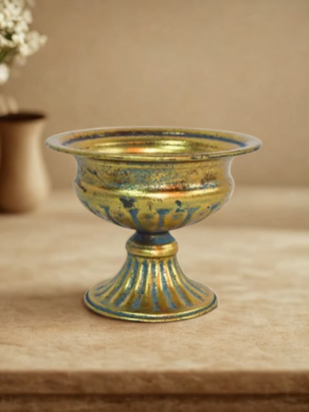 Vase | Piédestal doré façon amphore grecque