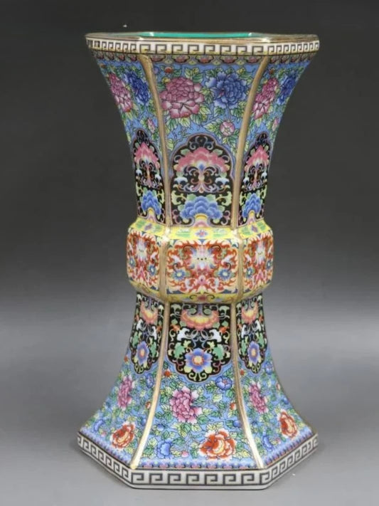 Vase | Céramique chinoise florale teinte bleue