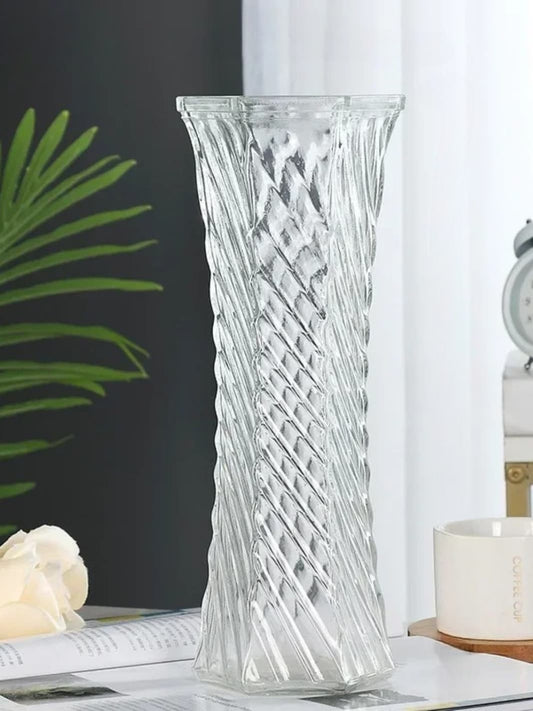 Vase | Grand cylindre torsadé en verre
