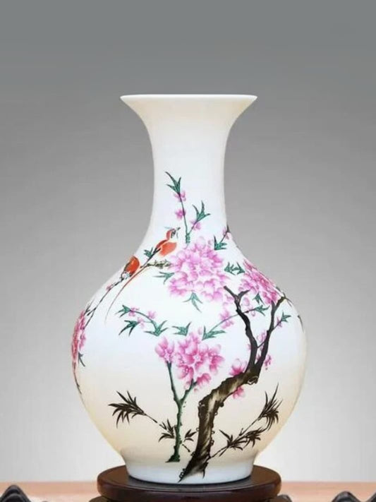 Vase | Pot chinois ancien blanc peint