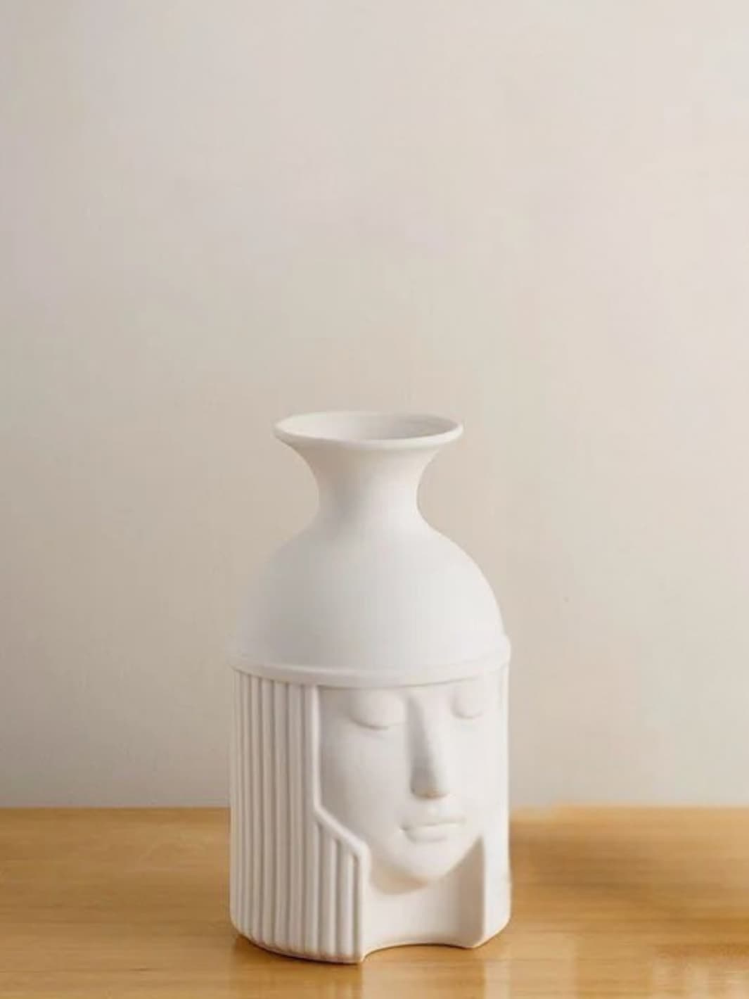 Vase | Visage de guerrier en céramique blanche style antique
