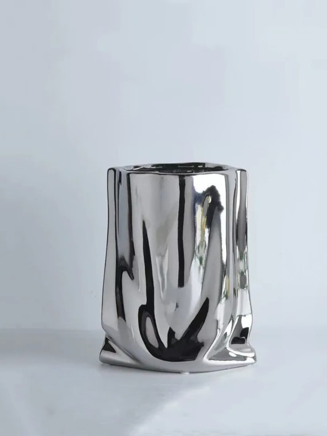 Vase | Reflet froissé effet métal argenté