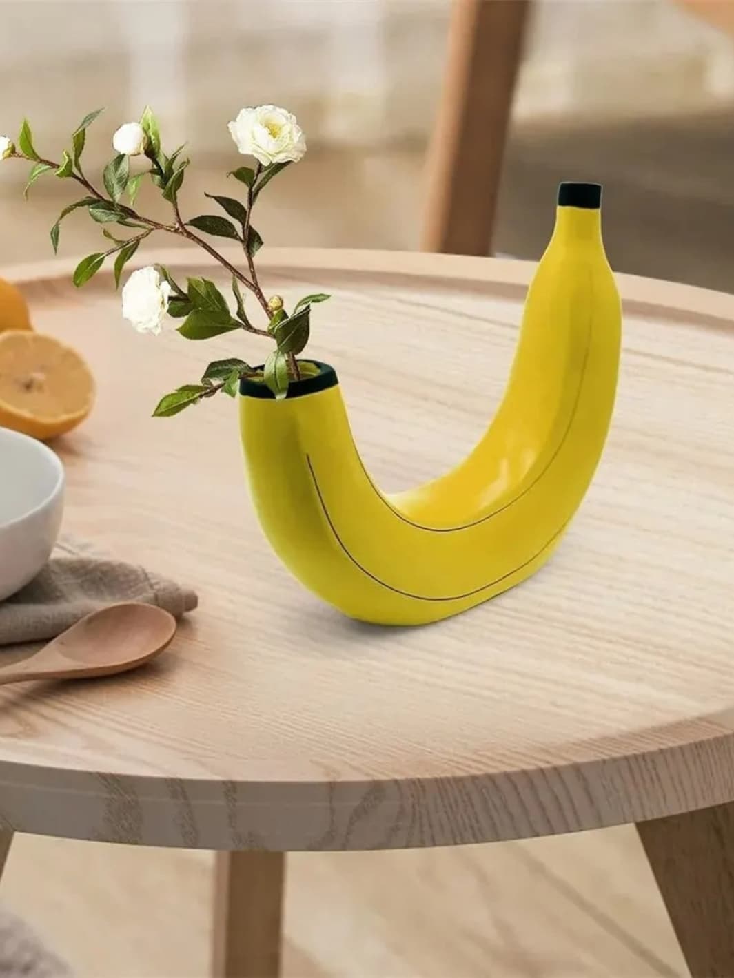 Vase | Banane en résine jaune