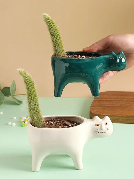 Vase | Pot chat en céramique colorée décoratif