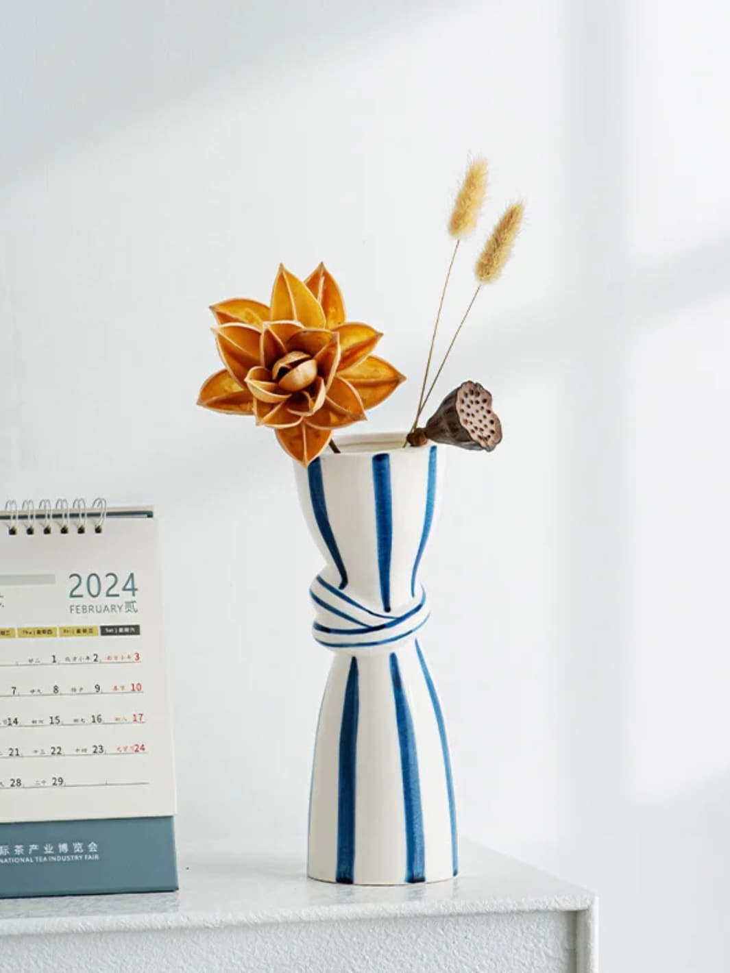 Vase | Rayures abstraites cylindrique