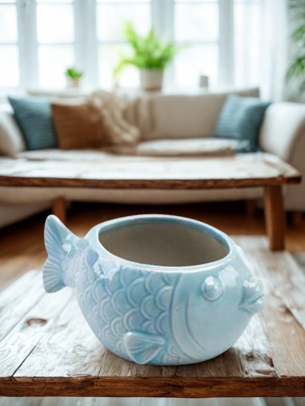 Vase | Mini pot en céramique bleu poisson