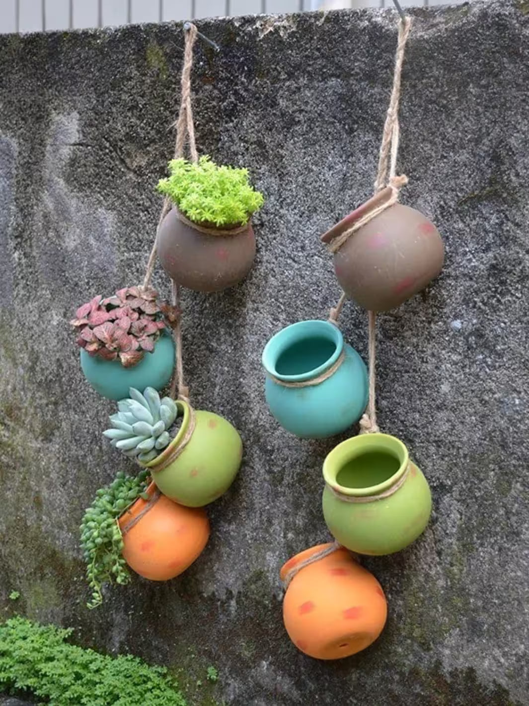Vase | Pots suspendus en céramique multicolore