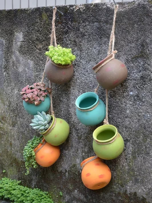 Vase | Pots suspendus en céramique multicolore