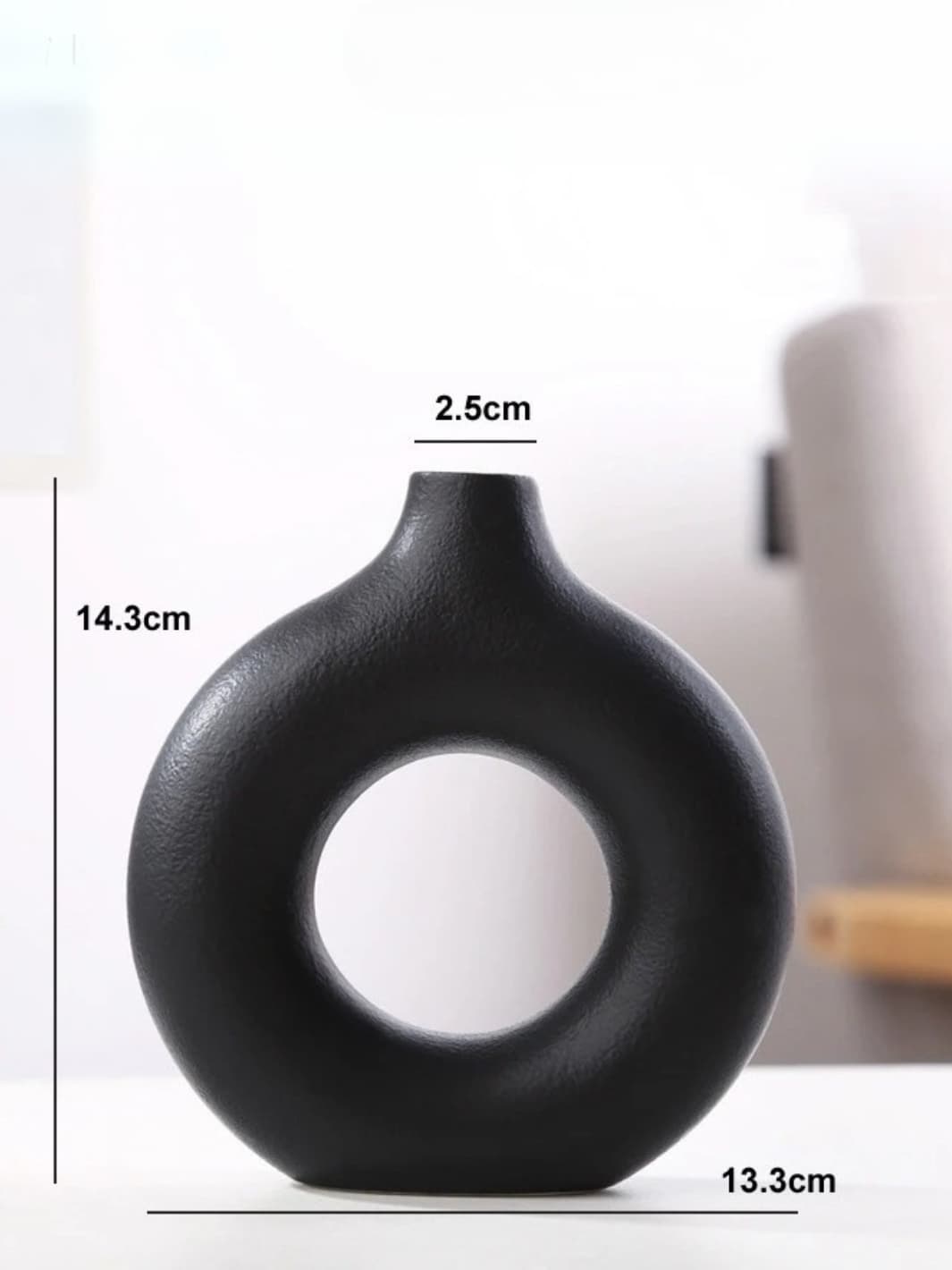 Vase | Noir anneau mat en céramique