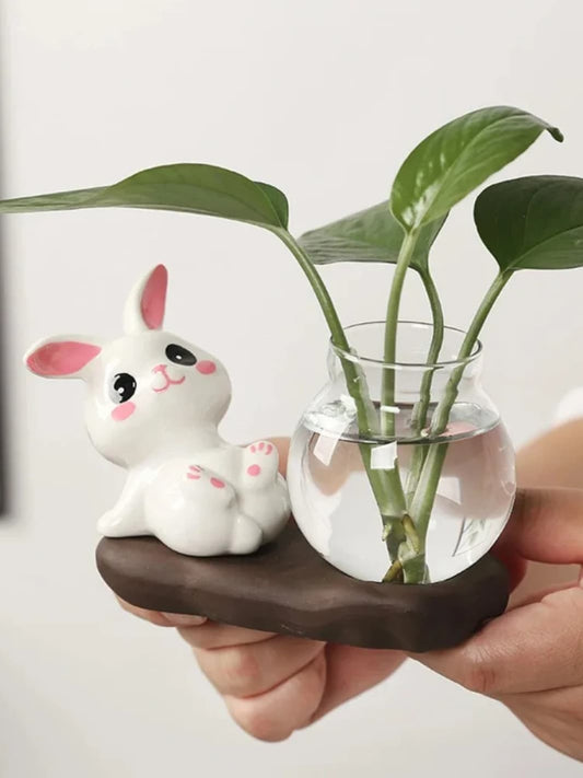 Vase | Soliflore boule avec lapin décoratif