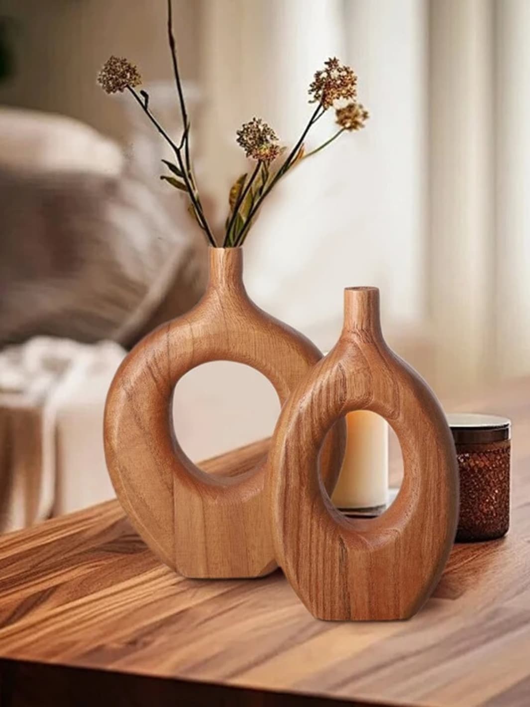 Vase | Donut sculptural en bois naturel