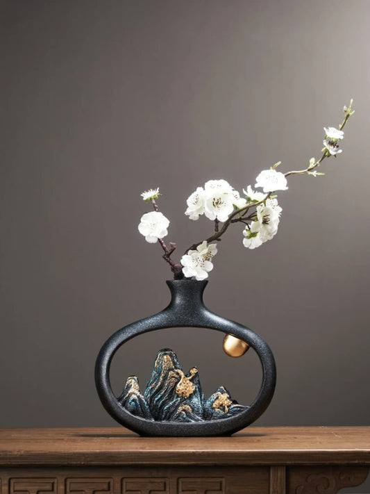 Vase | Montagnes noires et dorées japonais