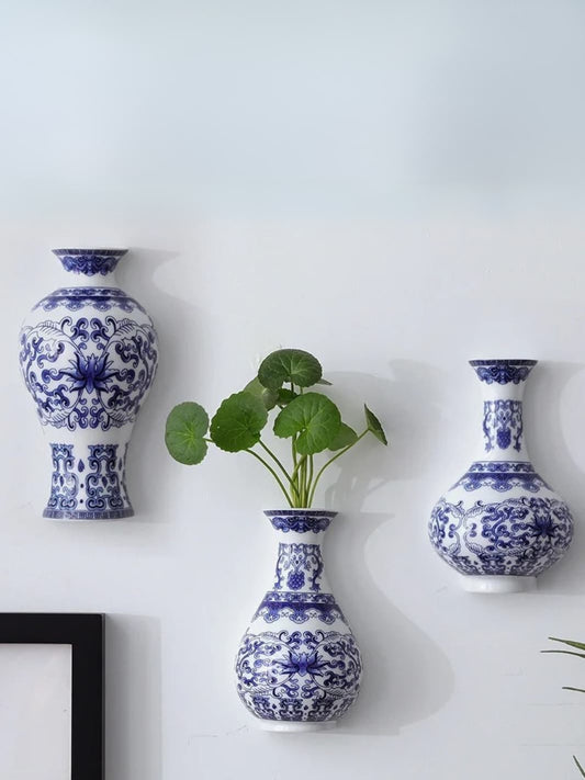 Vase | Mural chinois en porcelaine bleu et blanc