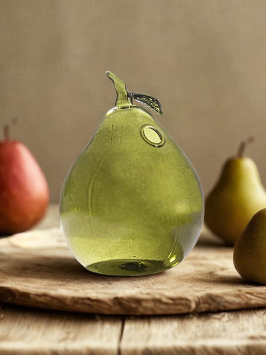 Vase | Poire en verre soufflé vert translucide