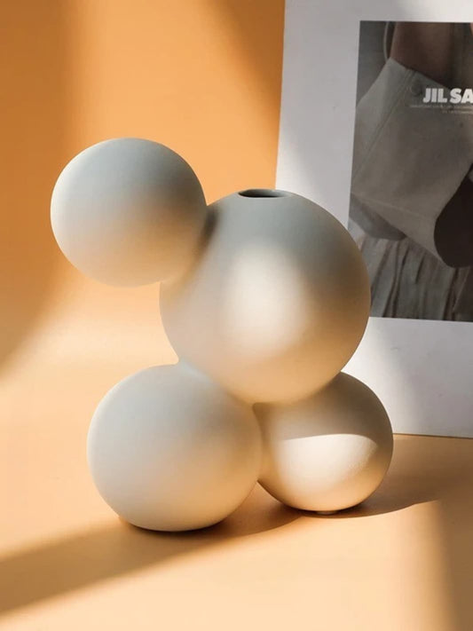 Vase | Blanc boule moderne en céramique