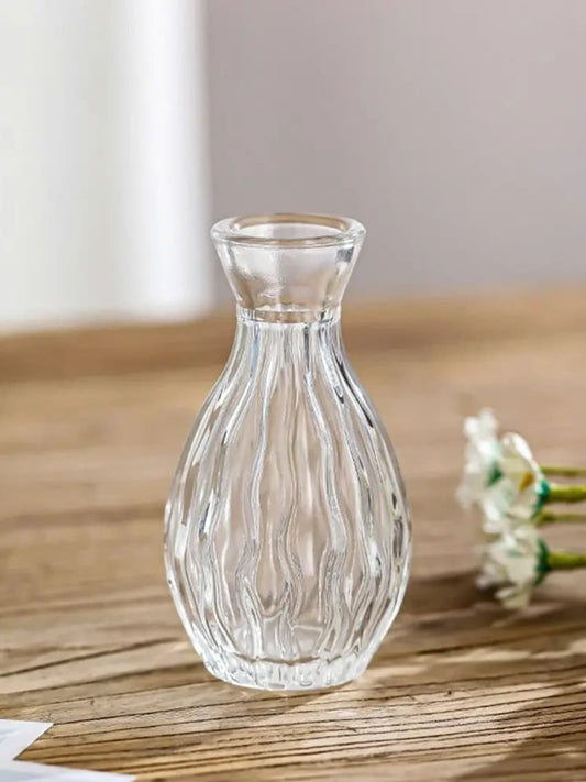 Vase | Fiole rétro gravée en verre transparent