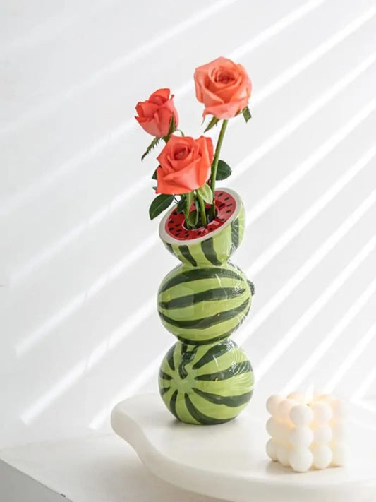 Vase | Céramique verte en forme de tour de pastèque
