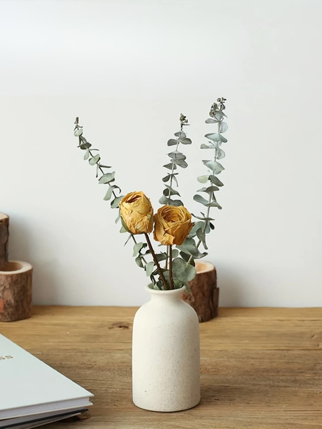 Vase | Ensemble de 3 vases crème en céramique mate