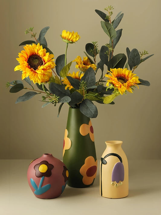 Vase | Pot nordique aux motifs floraux colorés