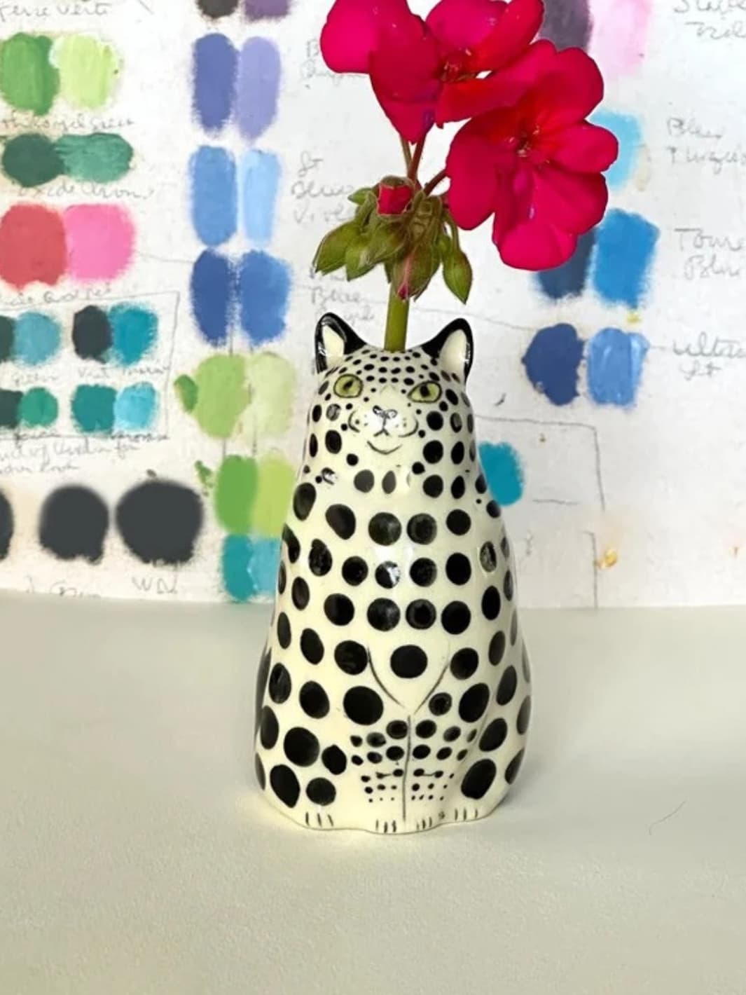 Vase | Chat à Pois Résine Colorée