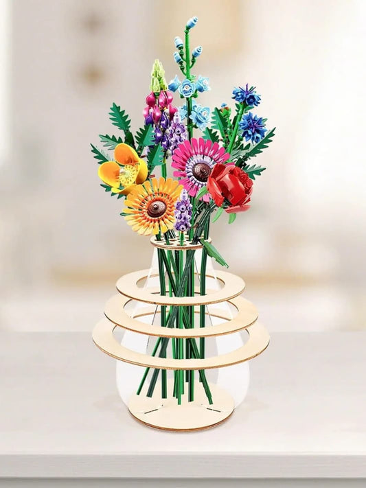 Vase | Support floral rond en bois à assembler