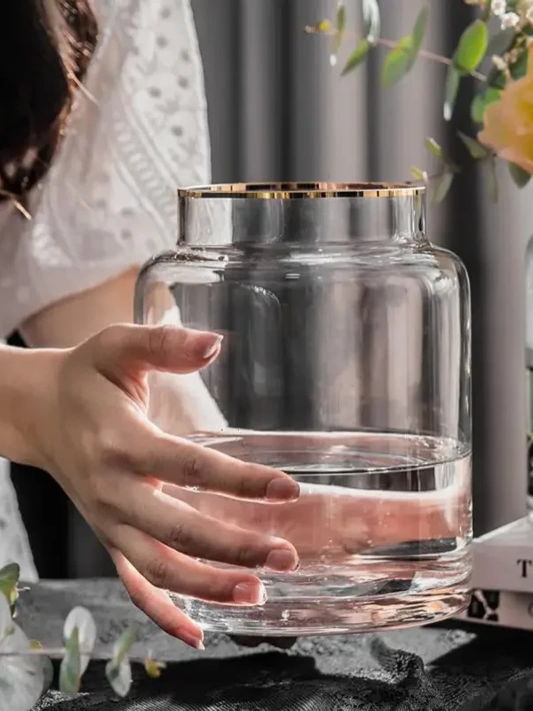 Vase | Transparent en verre cylindrique