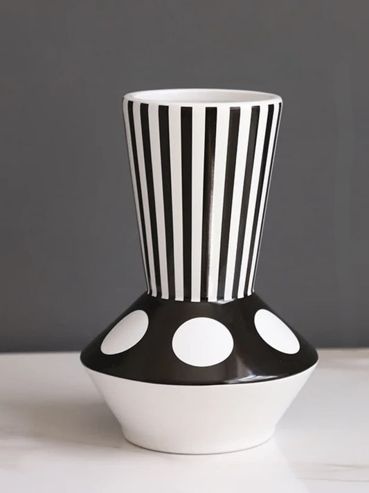 Vase | Bicolore à rayures verticales et pois