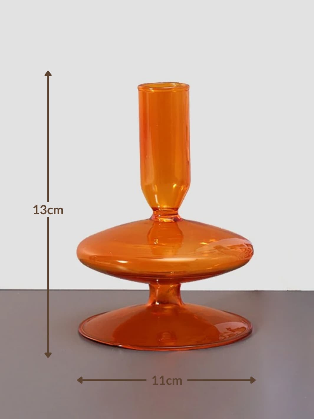 Vase | Soliflore orange en verre façon bougeoir design